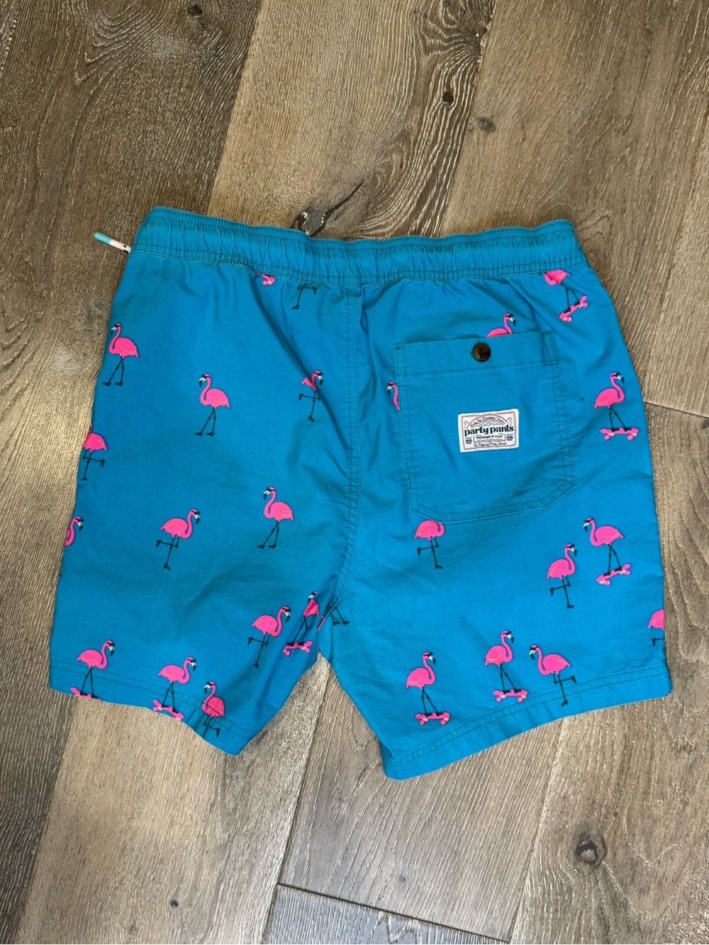 Men's Teal Flamingo Print Athletic Shorts with Drawstring 0998 - Picture 2 of 4